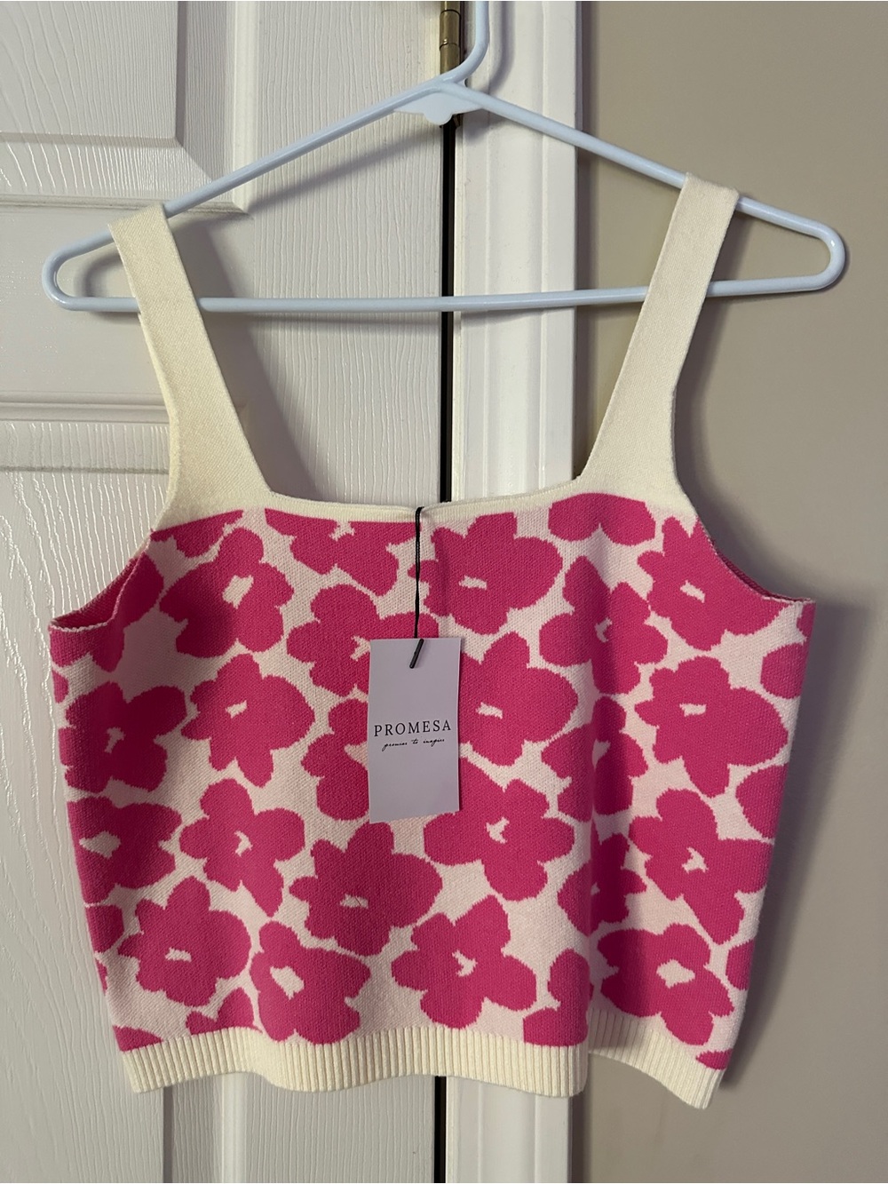 Promesa Pink Floral Knit Tank Top